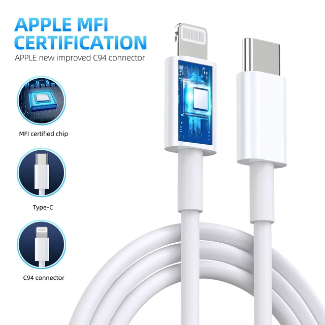 Alt view image 5 of 6 - Apple MFi CertifiediPhone Charger Fast Charging,3Pack Apple Charger Adapter Super Fast Charger iPhone 6FT USB C to Lightning Cable Cord for iPhone 14 Pro Max/14 Plus/13 MiNi/13/12/11/10/X/SE/AirPods