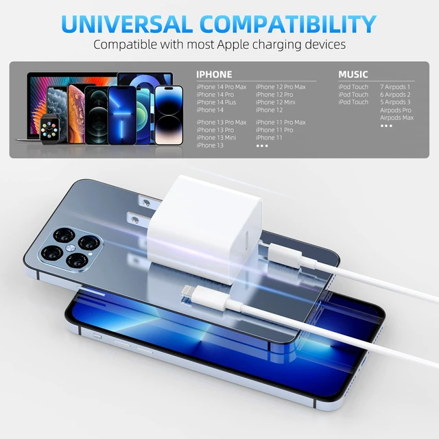 Alt view image 3 of 6 - Apple MFi CertifiediPhone Charger Fast Charging,3Pack Apple Charger Adapter Super Fast Charger iPhone 6FT USB C to Lightning Cable Cord for iPhone 14 Pro Max/14 Plus/13 MiNi/13/12/11/10/X/SE/AirPods