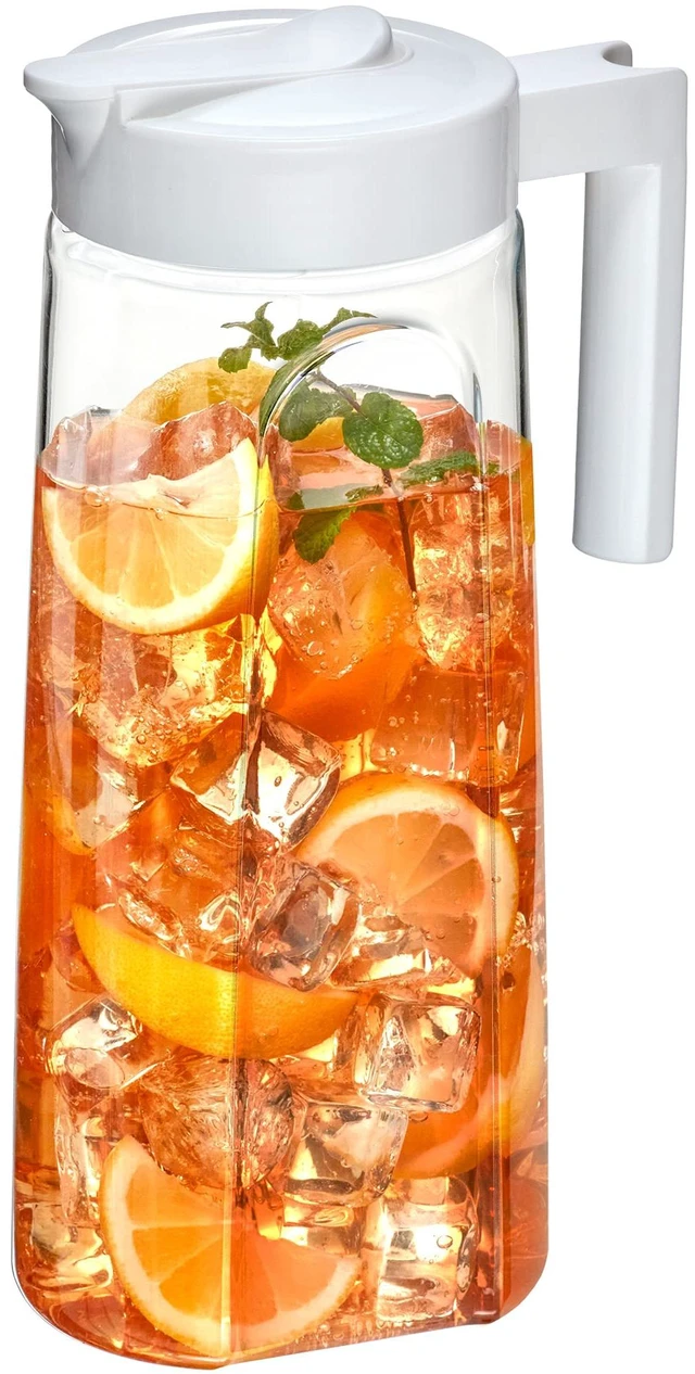 Main image of Slim - Tritan Pitcher (64 oz), Unbreakable Plastic Water Pitcher with Lid, BPA-Free, Heat-Resistant, Dishwasher-Safe, Great for Both Iced and Hot Drinks, Indoors and Outdoors, White