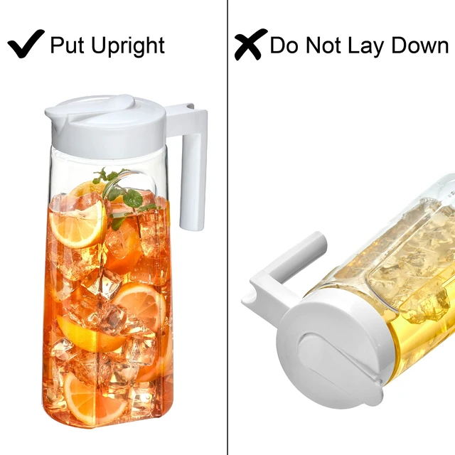 Alt view image 6 of 7 - Slim - Tritan Pitcher (64 oz), Unbreakable Plastic Water Pitcher with Lid, BPA-Free, Heat-Resistant, Dishwasher-Safe, Great for Both Iced and Hot Drinks, Indoors and Outdoors, White