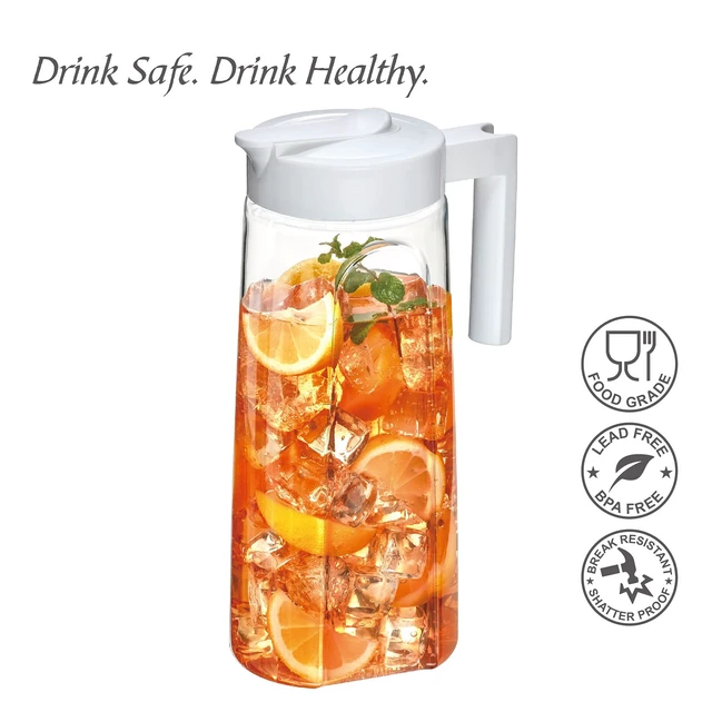 Alt view image 3 of 7 - Slim - Tritan Pitcher (64 oz), Unbreakable Plastic Water Pitcher with Lid, BPA-Free, Heat-Resistant, Dishwasher-Safe, Great for Both Iced and Hot Drinks, Indoors and Outdoors, White