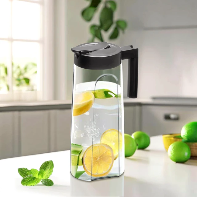 Alt view image 2 of 7 - Slim - Tritan Pitcher (64 oz), Unbreakable Plastic Water Pitcher with Lid, BPA-Free, Heat-Resistant, Dishwasher-Safe, Great for Both Iced and Hot Drinks, Indoors and Outdoors, Black