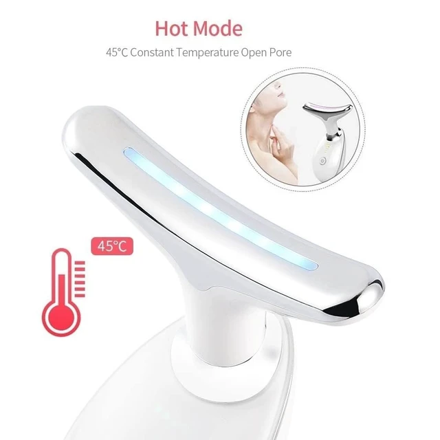 Alt view image 2 of 5 - Red-Light-Therapy-for-Face-and-Neck, Facial and Neck Massager, 7 Color Skin Care Tool for Wrinkles, Double Chin (White)