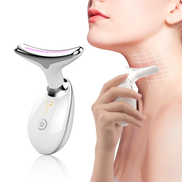 Alt view image 3 of 5 - Red-Light-Therapy-for-Face-and-Neck, Facial and Neck Massager, 7 Color Skin Care Tool for Wrinkles, Double Chin (White)