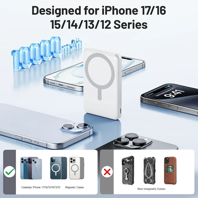 Alt view image 3 of 6 - for MagSafe Portable Charger, 10000mAh Magnetic Charger for iPhone | Power Bank with Stand, 22.5W Fast Charging, LED Display, Wireless Battery Pack for iPhone 17/16/15/14/13/12, Travel Essential