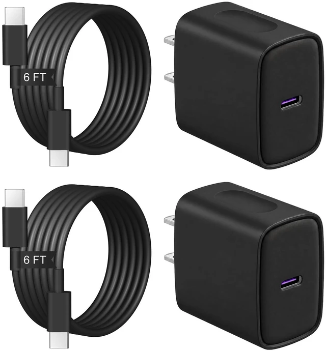 Main image of iPhone Duo 18 17 16 15 Charger 2+2Pack USB C Charger with 6FT Cable -Black | Apple Charger PD 20W Fast Charging for iPhone Duo, 18 Pro/18Pro Max, iPhone 17/16/15 Series, iPad Pro/AirPods and more