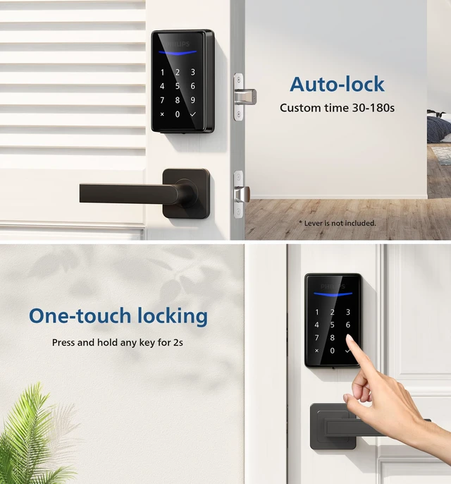 Alt view image 4 of 6 - Keyless Entry Door Lock - Generate One-time Code Remotely Nonconnected- Touchscreen Keypad Standalone Deadbolt Lock - Matte Black