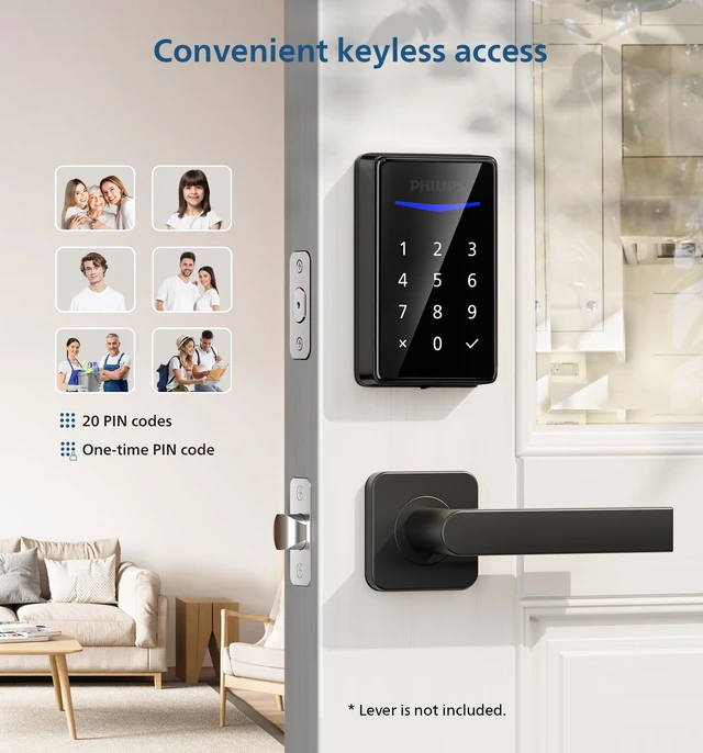 Alt view image 2 of 6 - Keyless Entry Door Lock - Generate One-time Code Remotely Nonconnected- Touchscreen Keypad Standalone Deadbolt Lock - Matte Black