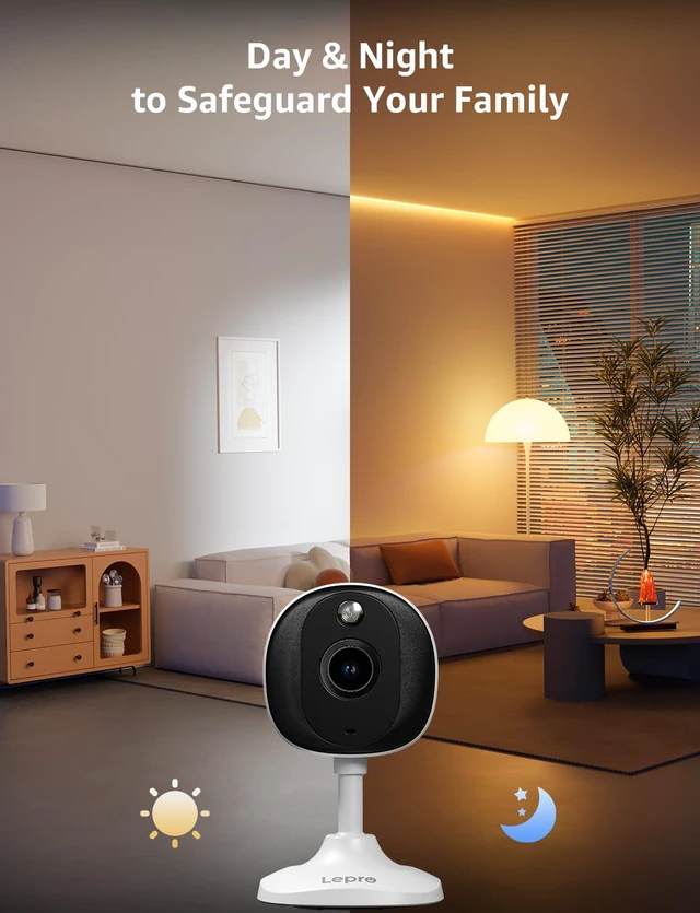 Alt view image 6 of 7 - 2K Security Indoor & Outdoor Camera for Baby Care, Pet Monitoring, Remote Intercom, Night Vision, 2-Way Audio, Cloud & SD Card Storage (SD Card Not Included)