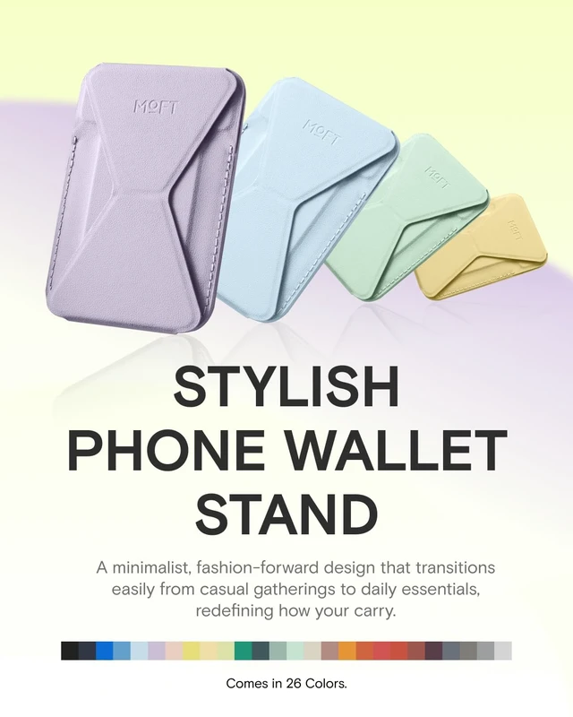 Alt view image 6 of 7 - Magnetic Wallet Stand Compatible with iPhone 18/17/16/15/14/13 Series, Angle Adjustment Magsafe Compatible MOVAS Phone Stand