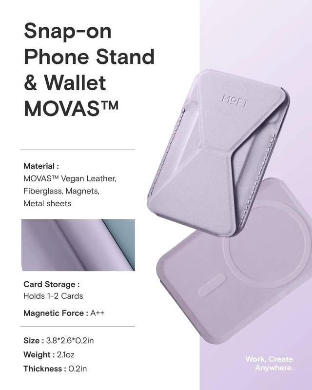 Alt view image 7 of 7 - Magnetic Wallet Stand Compatible with iPhone 18/17/16/15/14/13 Series, Angle Adjustment Magsafe Compatible MOVAS Phone Stand