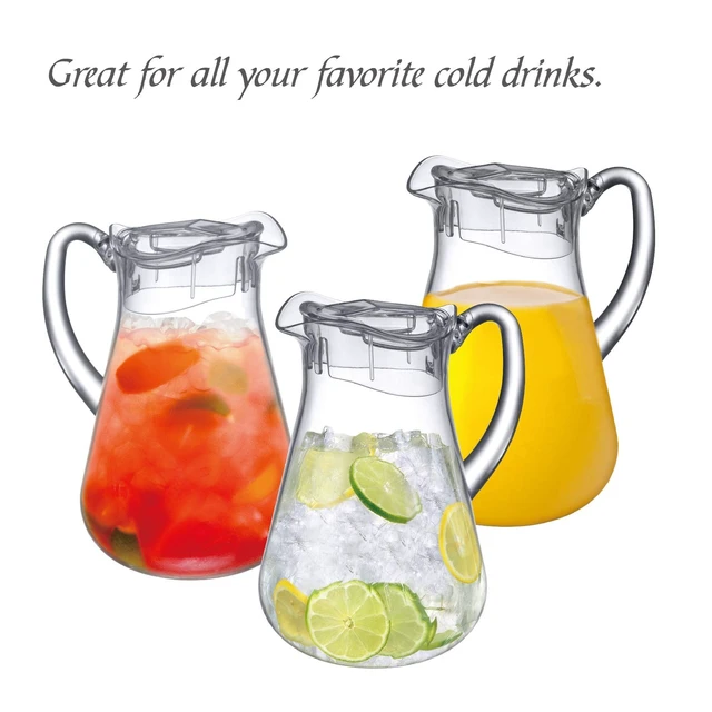 Alt view image 4 of 7 - Droply - Plastic Pitcher (64 oz, 2 Quart), Clear Water Pitcher with Lid, Fridge Jug, BPA-Free, Shatter-Proof, Great for Iced Tea, Sangria, Lemonade, Juice, Milk, and More