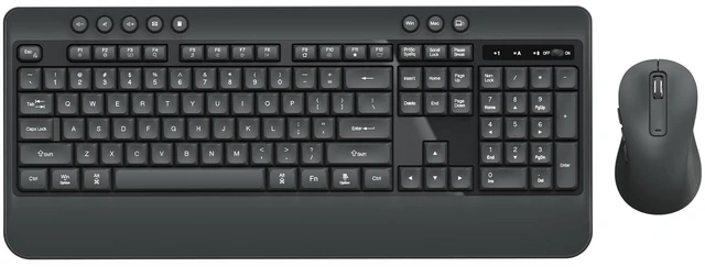 Main image of Wireless Keyboard and Mouse Combo, Full Size Quiet Ergonomic, Darkgray | Silent ergonomic keyboard with palm rest, 3-Level DPI Quiet Optical Mouse, 2.4G USB Receiver for Mac Windows PC Laptop