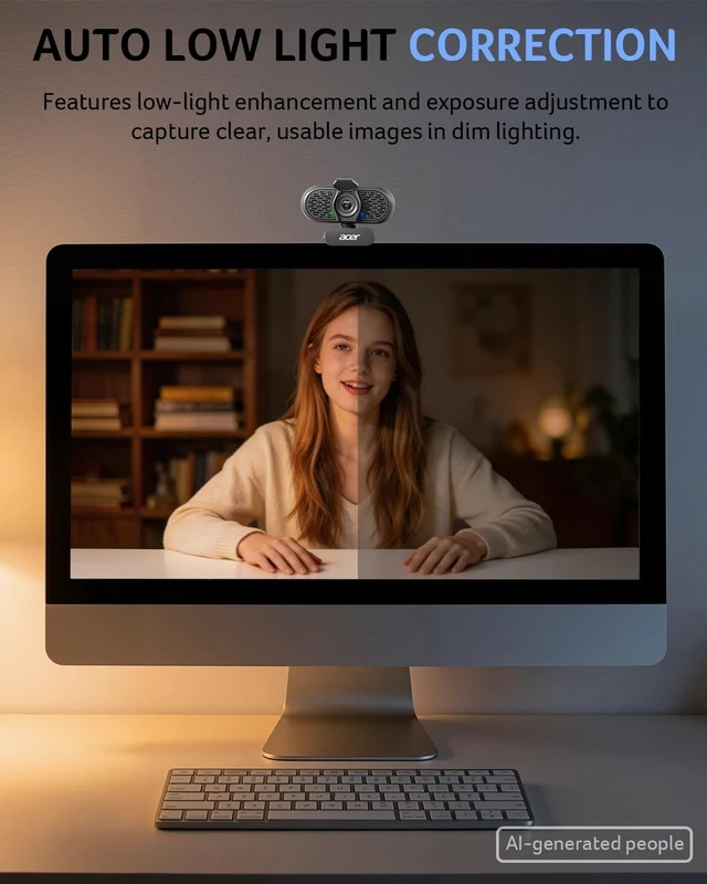 Alt view image 7 of 7 - A610 1080p Webcam for PC with Microphones Computer Camera for Meeting A-to-C Adapter, Noise-Cancelling Mics, Fixed Focus, Privacy Cover, Plug and Play, Webcam for Switch 2, Teams, Zoom and more