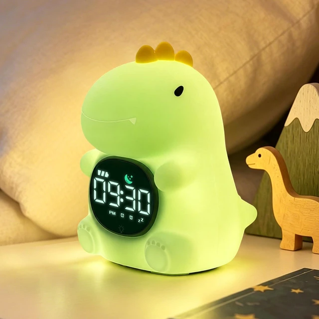 Main image of Dinosaur Kids Alarm Clock with Night Light, OK to Wake Clock for Toddler | Cute Digital Clock for Bedroom Bedside, Dual Alarm, Multicolor Night Light, White Noise, Desk Clock Gift for Boys and Girls