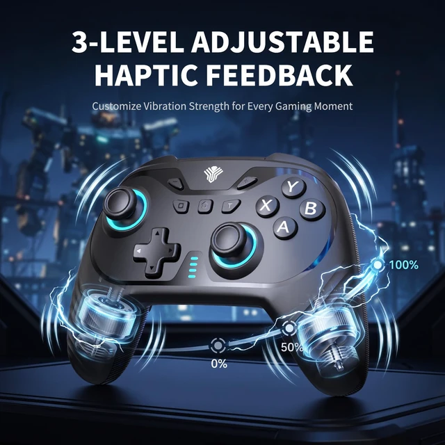 Alt view image 7 of 7 - Gaming Wireless Controller for PC, Switch, Steam Deck, Android, iOS | Hall Effect Joysticks&Triggers/RGB Lighting/1000Hz Polling/Adjustable Turbo/2 Back Buttons/Vibration/1000mah Battery (Black)