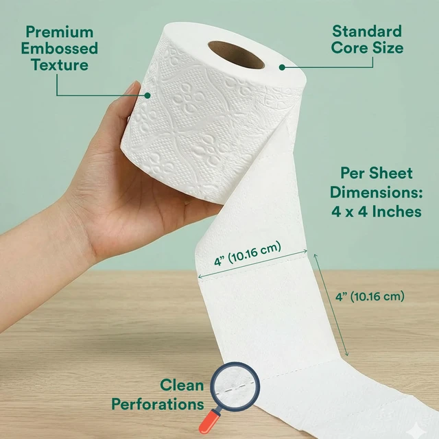 Alt view image 4 of 7 - 3 Ply Bamboo Toilet Paper, 12 Mega Rolls, 300 Sheets Each | 3 Ply, FSC Certified Bamboo, Soft, Hypoallergenic, Septic-Safe, Chemical & Dye Free, Eco-Friendly, 300 Sheets/Roll