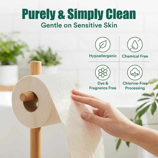 Alt view image 5 of 7 - 3 Ply Bamboo Toilet Paper, 12 Mega Rolls, 300 Sheets Each | 3 Ply, FSC Certified Bamboo, Soft, Hypoallergenic, Septic-Safe, Chemical & Dye Free, Eco-Friendly, 300 Sheets/Roll