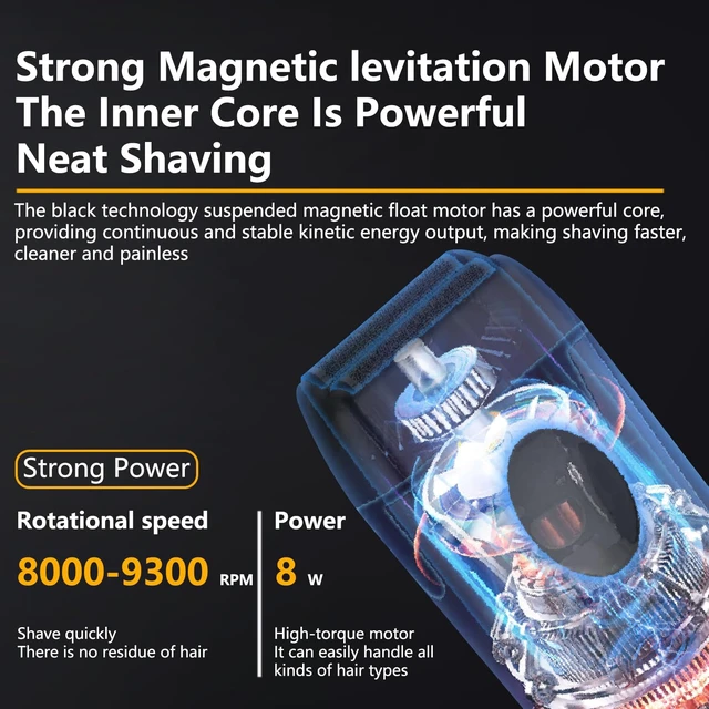Alt view image 4 of 7 - Electric Foil Shavers for Men, Brushless high-Speed Motor Electric Razor, Bald Head Shavers, Face Shaving Beard Trimmer with LCD Display