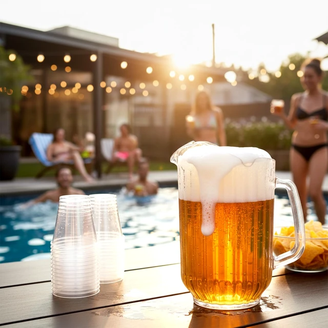Alt view image 5 of 7 - Cheerly Beerly - 2-Pack Unbreakable Plastic Beer Pitcher (60 oz) with 3 Spouts, Restaurant-Grade Polycarbonate Beverage Dispenser, Dishwasher-Safe, Great for Beer, Sangria, and More