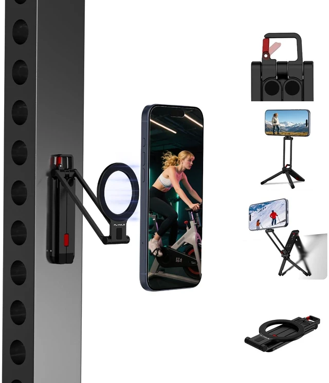 Main image of Phone Stand for , Mini Tripod for iPhone 18 17 16 | Dual-Sided N52 Magnetic Design, Multi-Axis Adjustment, 95g Aluminum Body, Carabiner Hook, 1/4" Thread for Gym & Travel