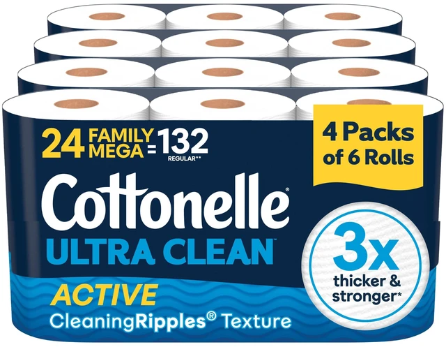 Main image of Ultra Clean Toilet Paper, 24 Family Mega Rolls=132 Regular Rolls