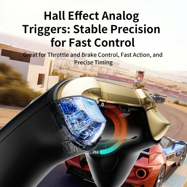 Alt view image 6 of 7 - N10 Wireless Controller for Switch, PC, iOS & Android, Black | Hall Effect Joysticks, 1000Hz Polling, Bluetooth, 2.4G & Wired Modes, RGB Lighting, Back Buttons, Turbo, Motion Control