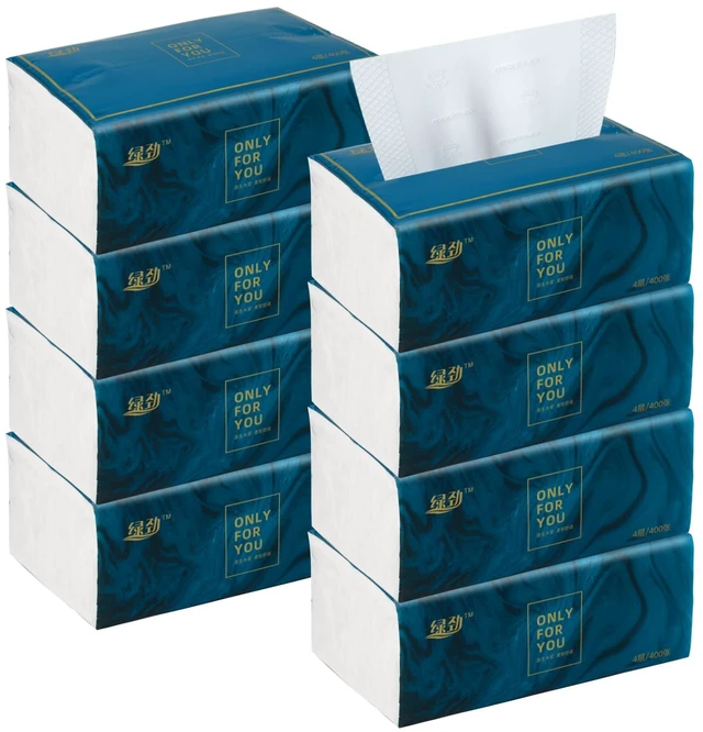 Main image of 8 Packs Disposable Facial Tissue, Toilet Paper, Native Wood Pulp Fiber Material, Soft Facial Napkin, White Facial Paper Tissue, 4-Ply, 400 Sheets per Pack