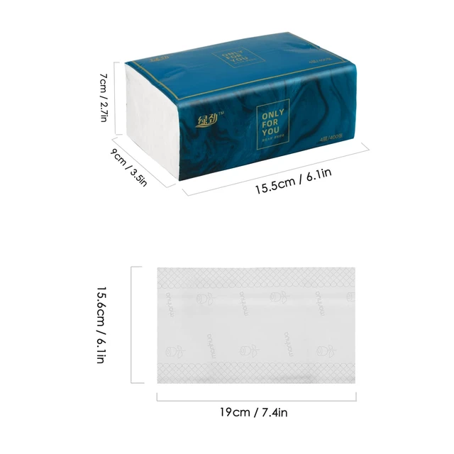Alt view image 2 of 7 - 8 Packs Disposable Facial Tissue, Toilet Paper, Native Wood Pulp Fiber Material, Soft Facial Napkin, White Facial Paper Tissue, 4-Ply, 400 Sheets per Pack