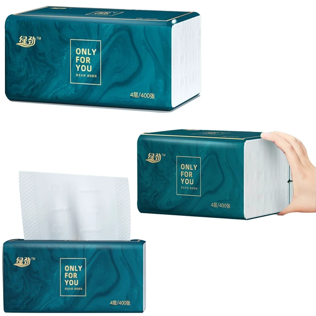 Alt view image 4 of 7 - 8 Packs Disposable Facial Tissue, Toilet Paper, Native Wood Pulp Fiber Material, Soft Facial Napkin, White Facial Paper Tissue, 4-Ply, 400 Sheets per Pack