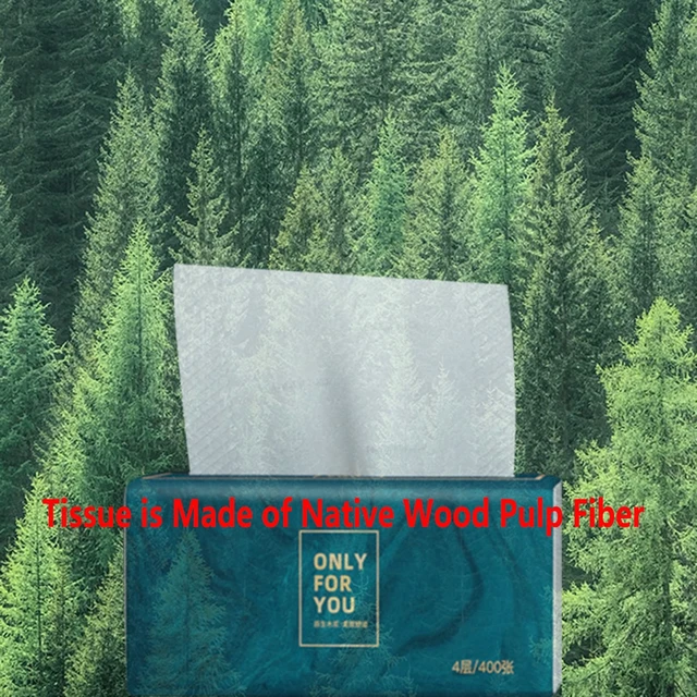 Alt view image 5 of 7 - 8 Packs Disposable Facial Tissue, Toilet Paper, Native Wood Pulp Fiber Material, Soft Facial Napkin, White Facial Paper Tissue, 4-Ply, 400 Sheets per Pack