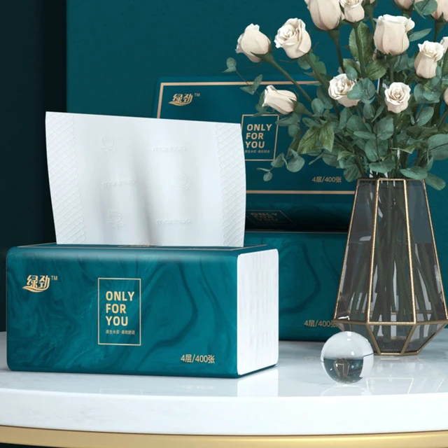 Alt view image 6 of 7 - 8 Packs Disposable Facial Tissue, Toilet Paper, Native Wood Pulp Fiber Material, Soft Facial Napkin, White Facial Paper Tissue, 4-Ply, 400 Sheets per Pack