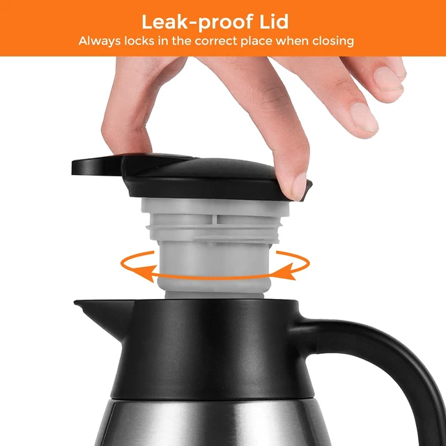 Alt view image 5 of 7 - 68 Oz Thermal Coffee Carafe, Stainless Steel Insulated Vacuum Coffee Carafes For Keeping Hot, 2 Liter Beverage Dispenser (Silver)
