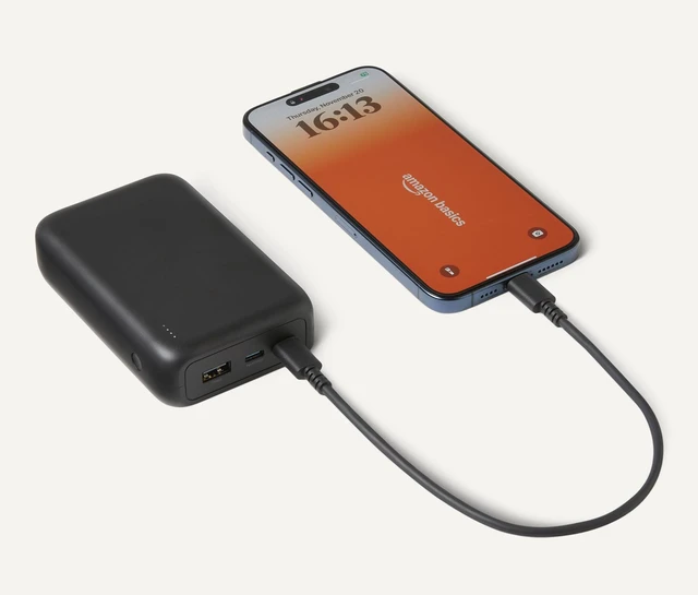 Alt view image 3 of 5 - High-Capacity Portable Charger Power Bank with 3-Port Output, 20,000 mAh, Black