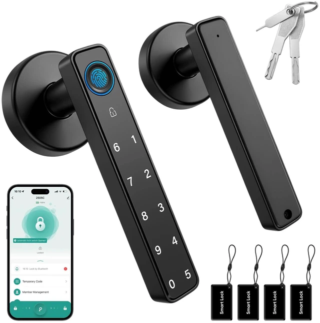 Main image of Smart Door Lock with Knob, Keyless Entry Door Locks with Handle,APP Control | Fingerprint Door Keypad Knob for Bedroom/Front Door/Office /Apartment, 5 Unlock Ways,Auto Lock, Generate Passcode Remotely