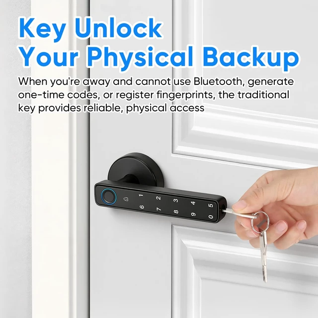 Alt view image 6 of 7 - Smart Door Lock with Knob, Keyless Entry Door Locks with Handle,APP Control | Fingerprint Door Keypad Knob for Bedroom/Front Door/Office /Apartment, 5 Unlock Ways,Auto Lock, Generate Passcode Remotely