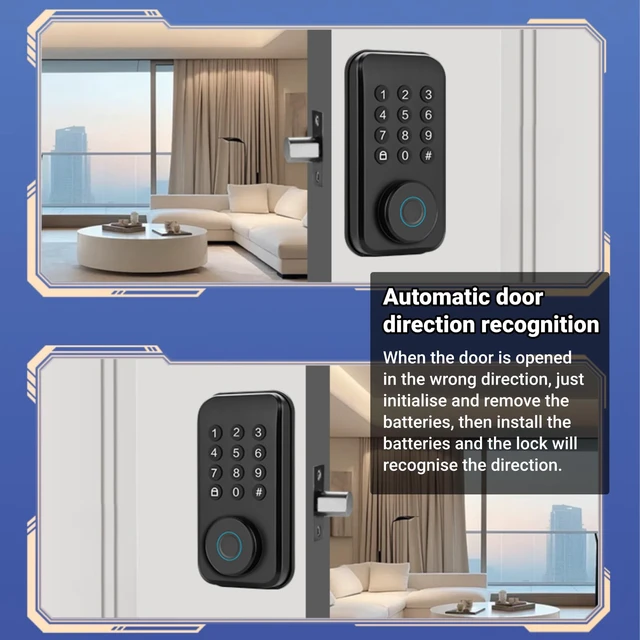 Alt view image 7 of 7 - Keyless Smart Door Lock, 4-in-1 Access, App Enabled | 4 ways: fingerprint, password, key, Tuya app. Fits 35-55mm doors. Keyless entry for interior/wooden doors. Easy install