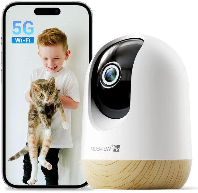 Main image of 5G WiFi Indoor Security Camera No Subscription, Pet Camera with Phone App, Baby Monitor WiFi Smartphone, 2K Night Vision Pan-Tilt Dog Cam, Auto Tracking, 2-Way Audio, SD or Cloud Storage