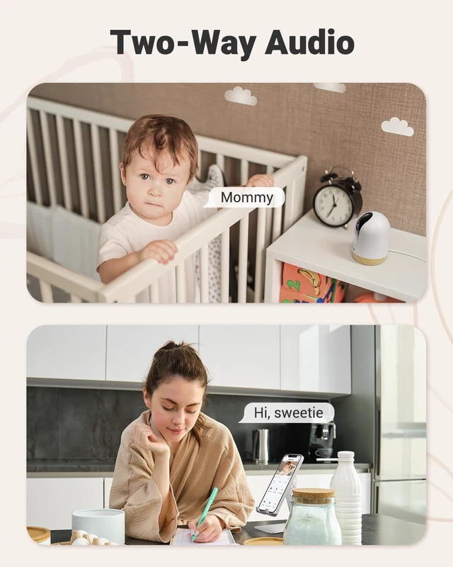 Alt view image 4 of 7 - 5G WiFi Indoor Security Camera No Subscription, Pet Camera with Phone App, Baby Monitor WiFi Smartphone, 2K Night Vision Pan-Tilt Dog Cam, Auto Tracking, 2-Way Audio, SD or Cloud Storage