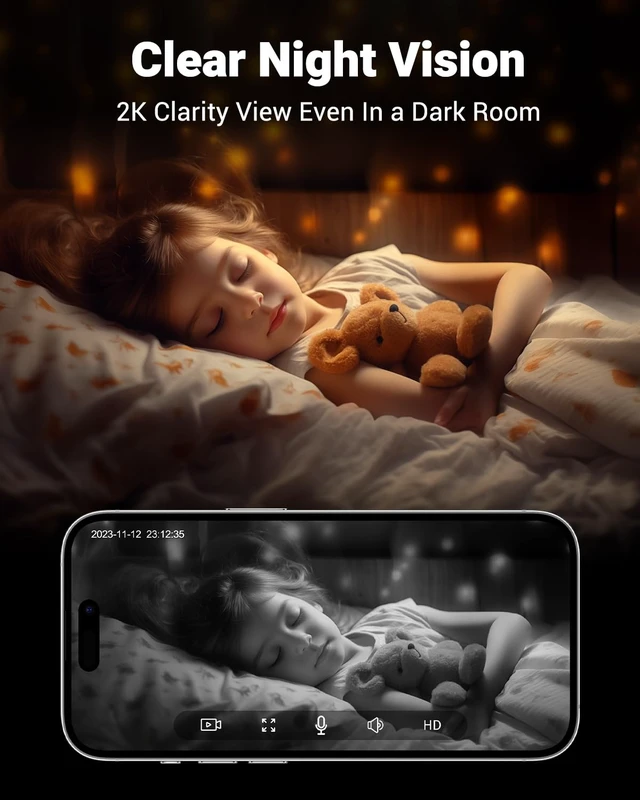 Alt view image 5 of 7 - 5G WiFi Indoor Security Camera No Subscription, Pet Camera with Phone App, Baby Monitor WiFi Smartphone, 2K Night Vision Pan-Tilt Dog Cam, Auto Tracking, 2-Way Audio, SD or Cloud Storage