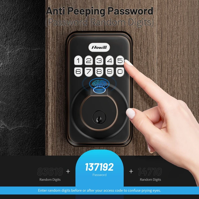 Alt view image 5 of 7 - Fingerprint Door Lock, Keyless Entry Door Lock Keypad Deadbolt with 20 Biometric Fingerprints, 20 User Codes, Auto Lock, Anti-Peeping Password, IP54 Waterproof, Easy Installation Smart Lock