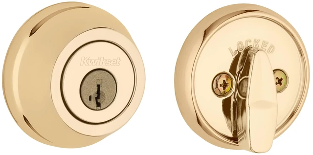Main image of 780 Deadbolt Lock, Polished Brass Round Exterior Keyed Front Entry Door, Pick Resistant SmartKey Rekey Security, Single Cylinder Dead Bolt, with Microban Protection