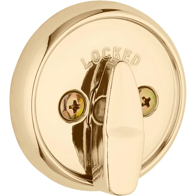 Alt view image 3 of 3 - 780 Deadbolt Lock, Polished Brass Round Exterior Keyed Front Entry Door, Pick Resistant SmartKey Rekey Security, Single Cylinder Dead Bolt, with Microban Protection
