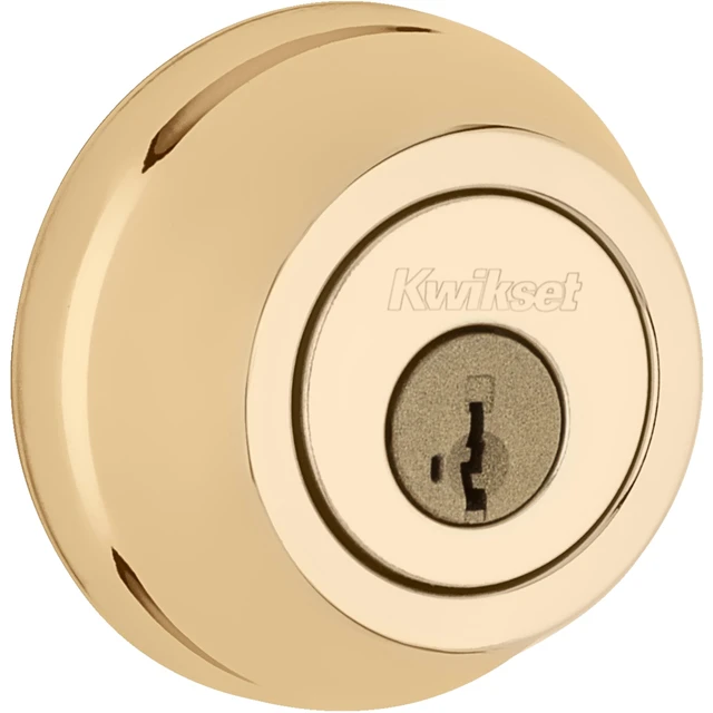 Alt view image 2 of 3 - 780 Deadbolt Lock, Polished Brass Round Exterior Keyed Front Entry Door, Pick Resistant SmartKey Rekey Security, Single Cylinder Dead Bolt, with Microban Protection