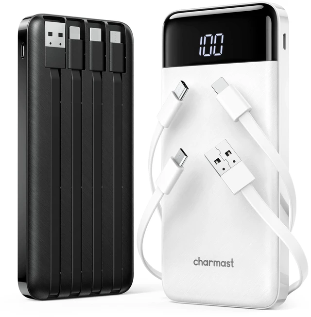 Main image of 2 Pack Portable Charger, 10000mAh Power Bank Built-in Cables | Family Sharing battery pack for iPhone 17/16/15 Samsung Android, Flight-Approved, 6 Outputs, Share at Home, Commute or Travel