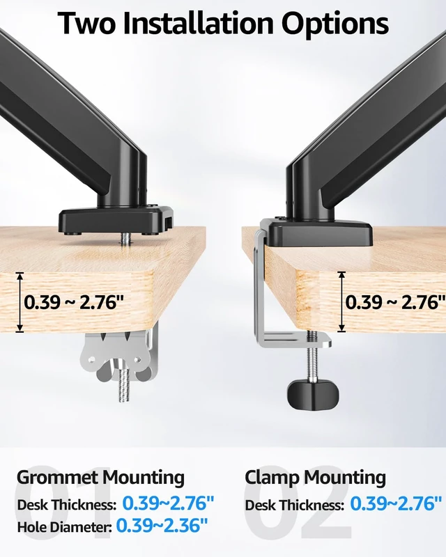 Alt view image 6 of 7 - Dual Monitor Arm Desk Mount Fits Max 32 inch Screens, Holds 4.4 to 19.8lbs | Display VESA Mount, Adjustable Double Monitor Stand with Clamp/Grommet Base, 75x75/100x100mm VESA Bracket, Black, Freelift