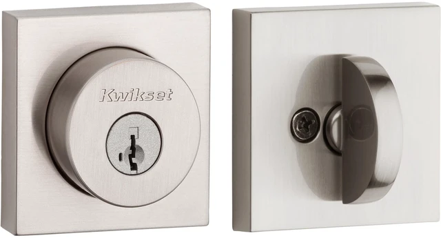 Main image of Halifax Deadbolt Lock, Satin Nickel Square Exterior Keyed Front Entry Door, Pick Resistant SmartKey Rekey Security, Single Cylinder Dead Bolt, with Microban Protection