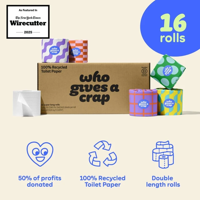 Alt view image 2 of 7 - | 100% Recycled Toilet Paper, 16 Rolls, 330 Sheets, Soft & Strong, Virgin Tree Free, Bulk Toilet Paper