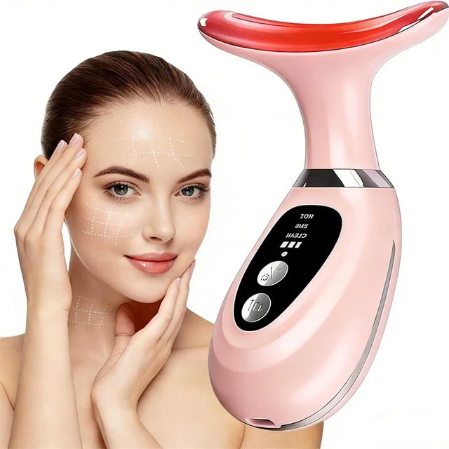 Main image of 7-Color LED Light Facial Massager Set, Face and Neck Massager with Heat & Vibration for Toning, Glow Boost, and Fine Line Reduction, Rechargeable Beauty Device Gifts for Women and Men