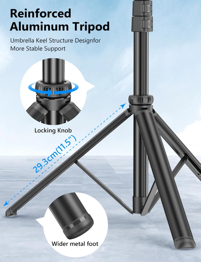 Alt view image 2 of 7 - 72" Phone Tripod & Selfie Stick, Extendable Cell Phone Tripod Stand with Detachable Remote&Phone Holder, Aluminum Tripods Compatible with iPhone/Android/Camera